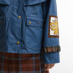 BARBOUR x Farm Rio Venosa Wax Jacket in True Navy/Tropical Tea Tartan