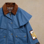 BARBOUR x Farm Rio Venosa Wax Jacket in True Navy/Tropical Tea Tartan
