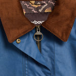 BARBOUR x Farm Rio Venosa Wax Jacket in True Navy/Tropical Tea Tartan