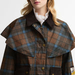 BARBOUR x Farm Rio Angelina Wax Jacket in Tropical Tea Tartan/Banana Print