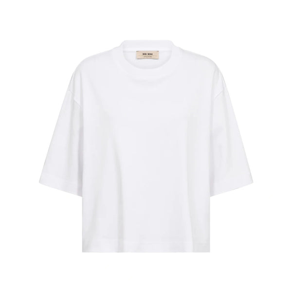 MOS MOSH MMNatalie Round Neck Boxy T-Shirt in White