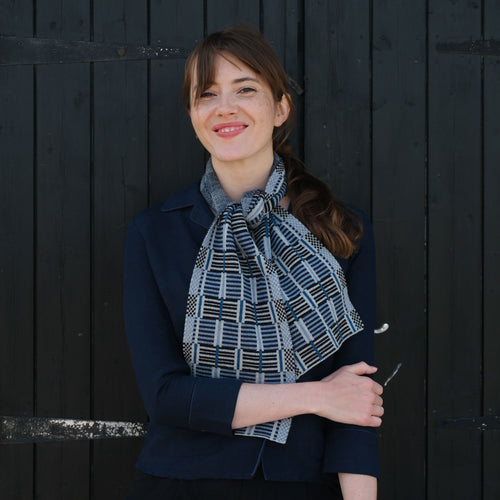 QUINTON & CHADWICK Ladders Scarf  in Blue Grey