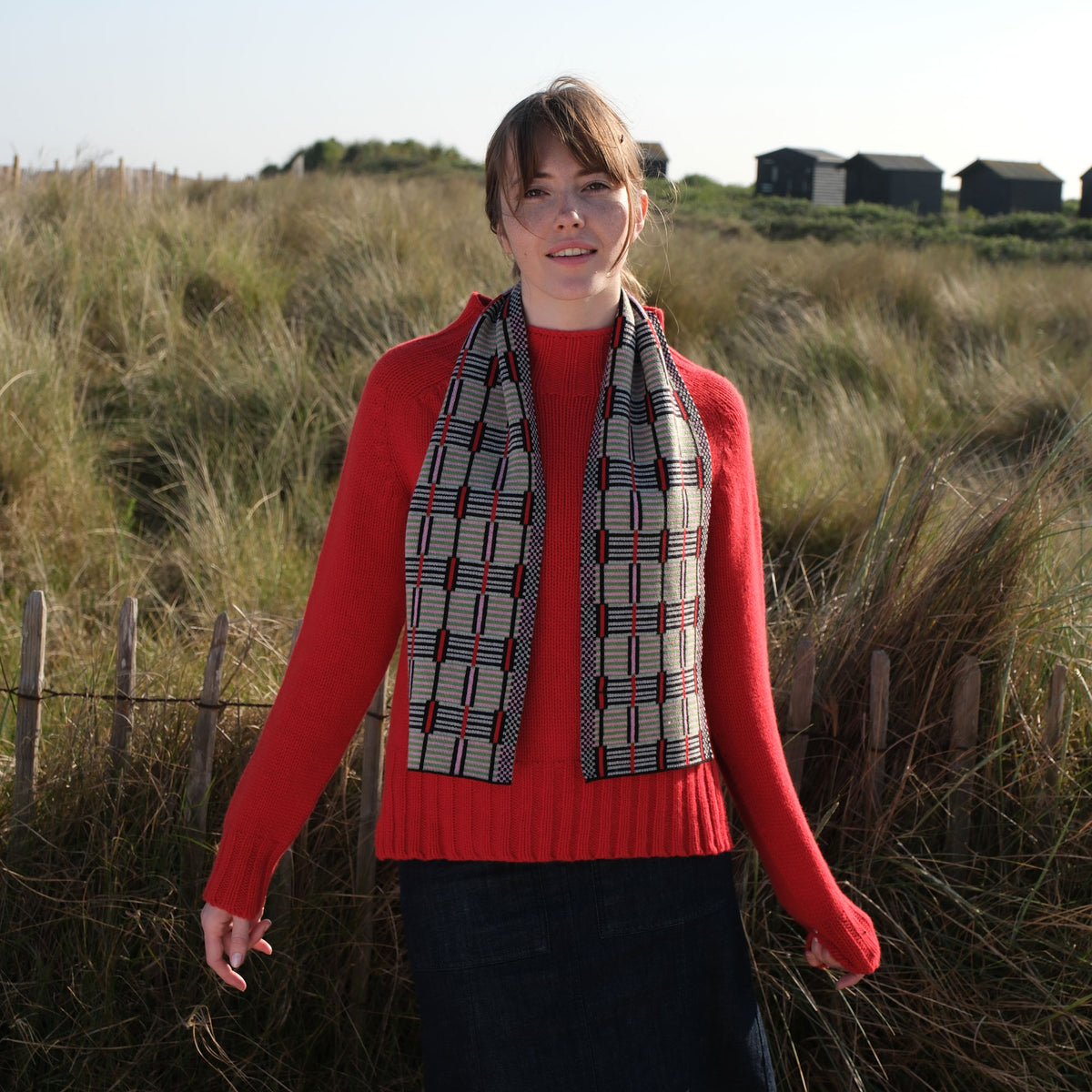 QUINTON & CHADWICK Ladders Scarf  in  Red Green