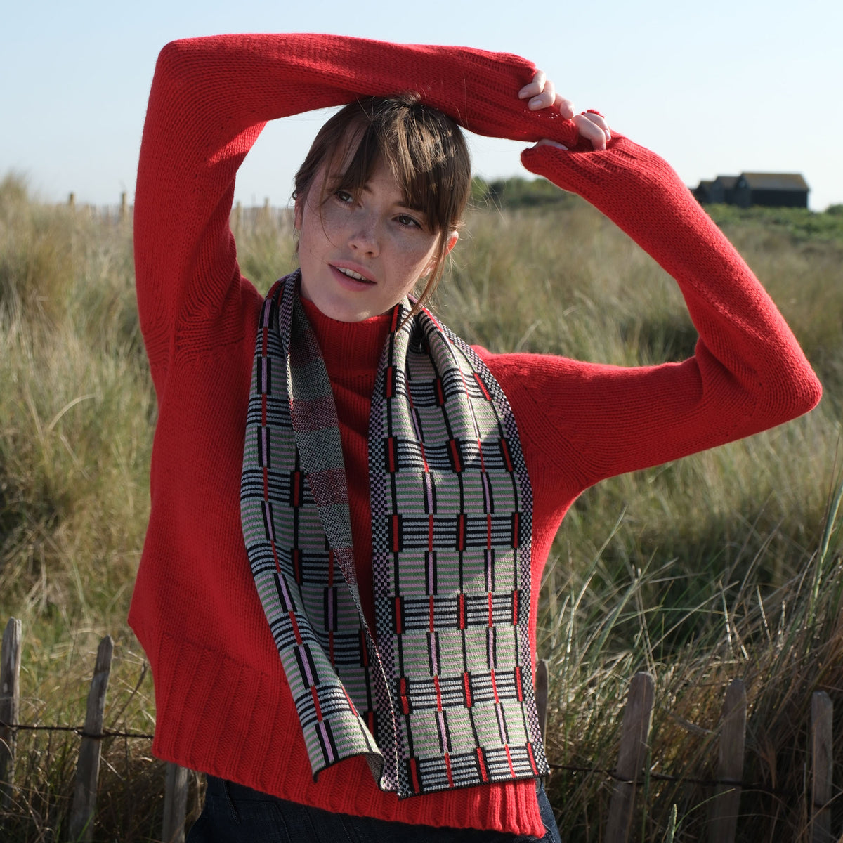 QUINTON & CHADWICK Ladders Scarf  in  Red Green