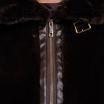 RINO & PELLE Lambra Short Faux Fur Jacket in Peated