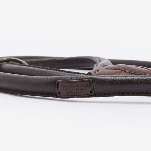 BARBOUR Leather Snap Lead in Dark Brown