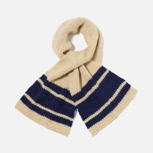 UNIVERSAL WORKS Lenny Scarf Chunky Knit Stripe in Sand