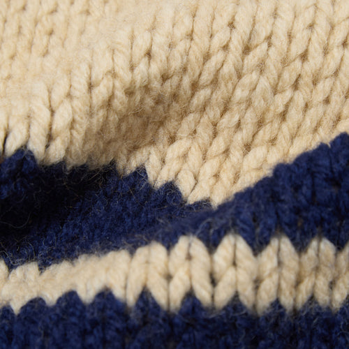 UNIVERSAL WORKS Lenny Scarf Chunky Knit Stripe in Sand