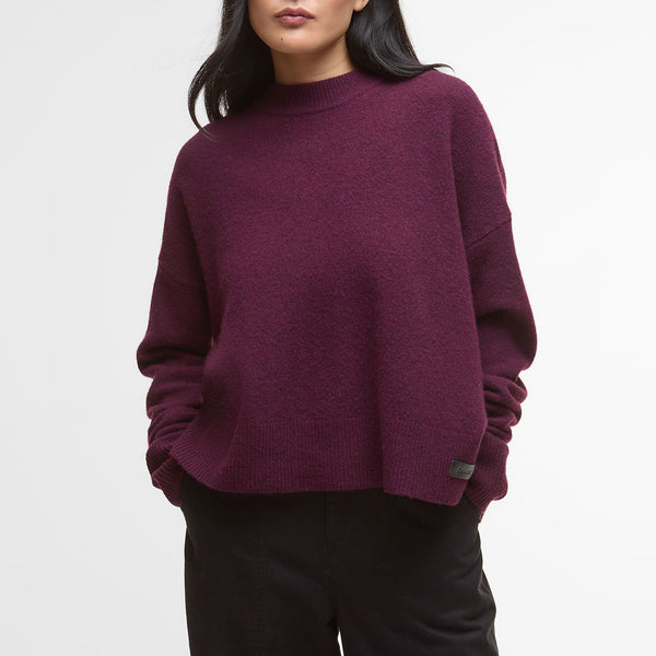 BARBOUR Leonie Zip-Up Jumper in Black Cherry