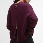 BARBOUR Leonie Zip-Up Jumper in Black Cherry
