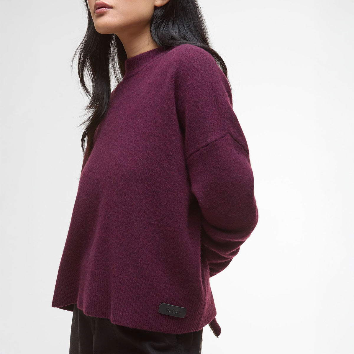 BARBOUR Leonie Zip-Up Jumper in Black Cherry