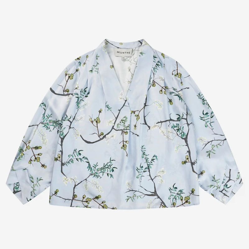 MUNTHE Lho Silk Top in Dusty Green