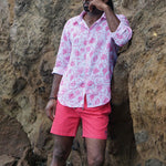 PINK HOUSE MUSTIQUE 100% Linen Pomegranate Shirt  in Pink