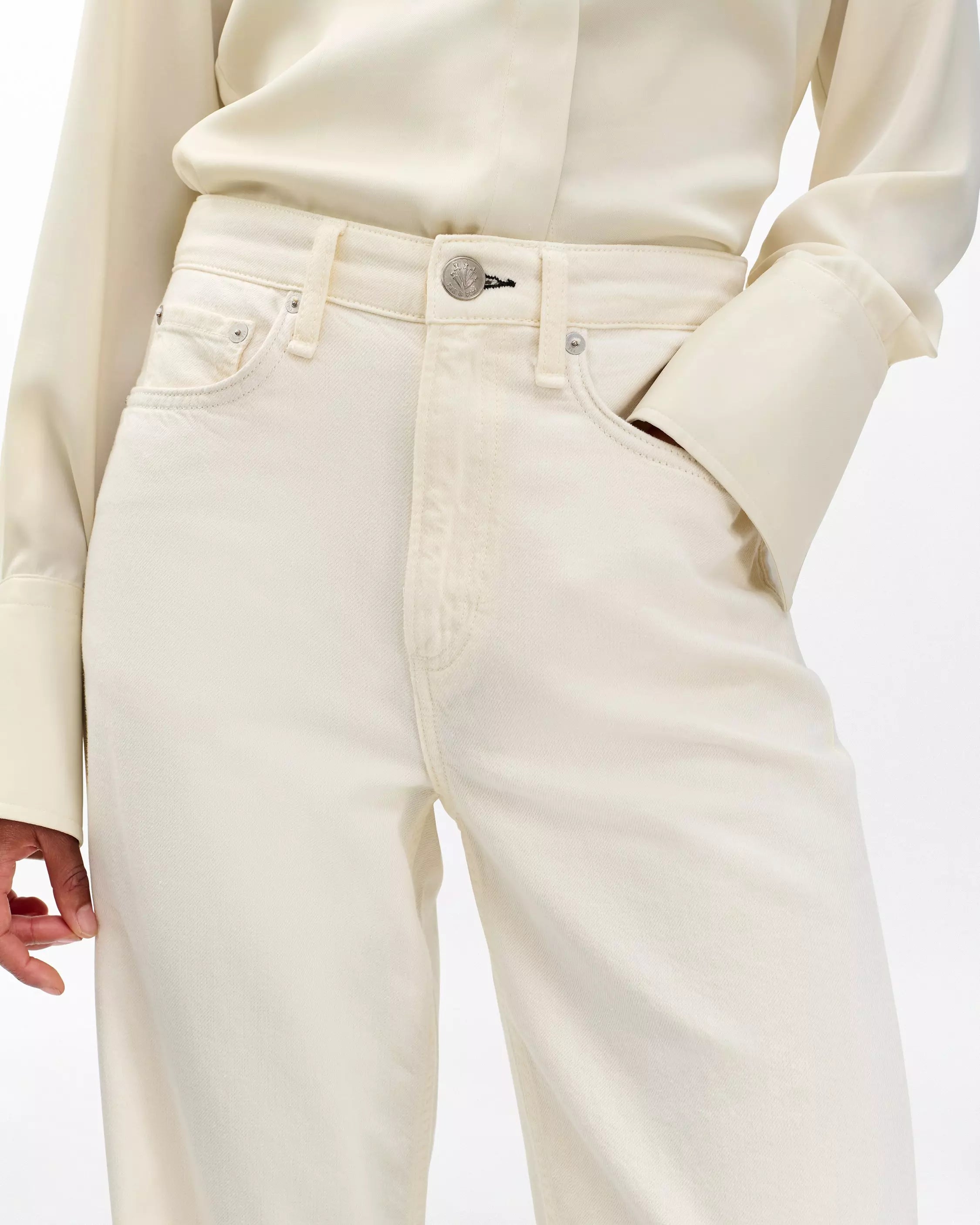 RAG & BONE Featherweight Logan Mid Rise Straight Leg Jeans in Ecru