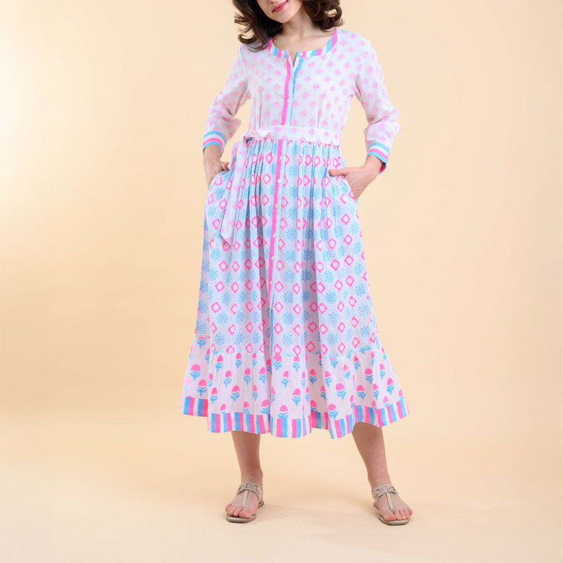 HANDPRINT DREAM APPAREL Lokrum Dress in Pink Mix