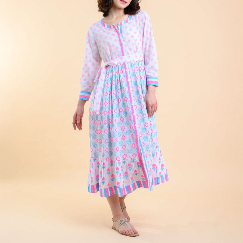 HANDPRINT DREAM APPAREL Lokrum Dress in Pink Mix