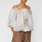 STELLA NOVA Loose Blouse with Drop Shoulders in Creme Multicolour Flowers