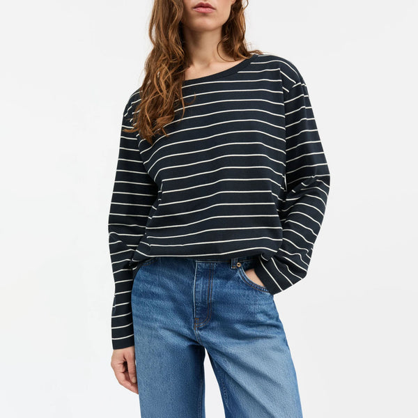 SKALL Loui Oversized Blouse in Navy/White Stripe