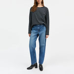 SKALL Loui Oversized Blouse in Navy/White Stripe