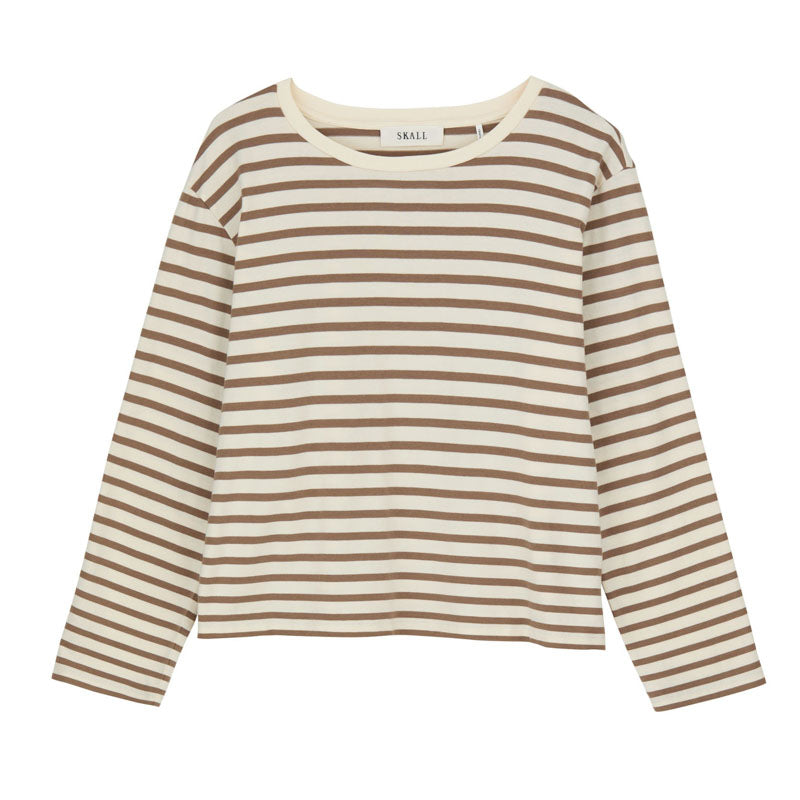 SKALL Loui Oversized Blouse in Light Brown/White Stripe