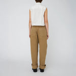 STELLA NOVA Brushed Surface Cotton Pants in Dark Sand