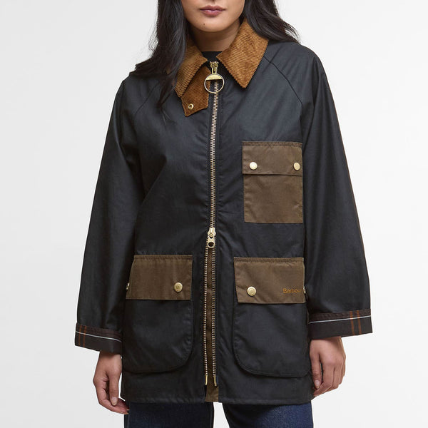 BARBOUR Luella Wax Jacket  in Black/Classic Tartan
