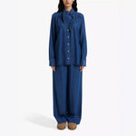 SMITH & SOUL Lyocell Denim Blouse with Scarf Collar in Denim