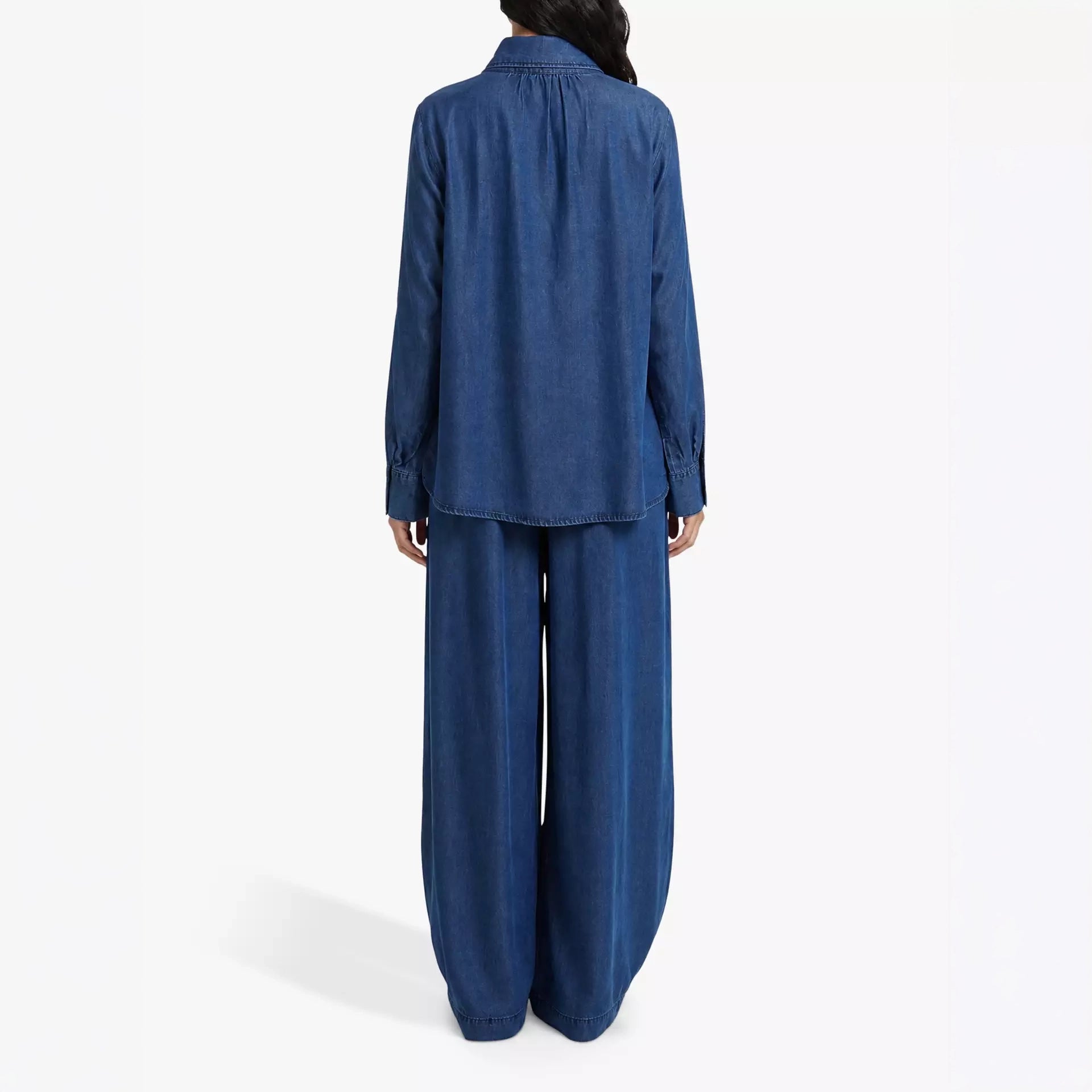 SMITH & SOUL Lyocell Denim Blouse with Scarf Collar in Denim