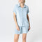 MAJESTIC FILATURES Terry Towelling Short Sleeve Shirt in Pale Blue