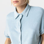 MAJESTIC FILATURES Terry Towelling Short Sleeve Shirt in Pale Blue