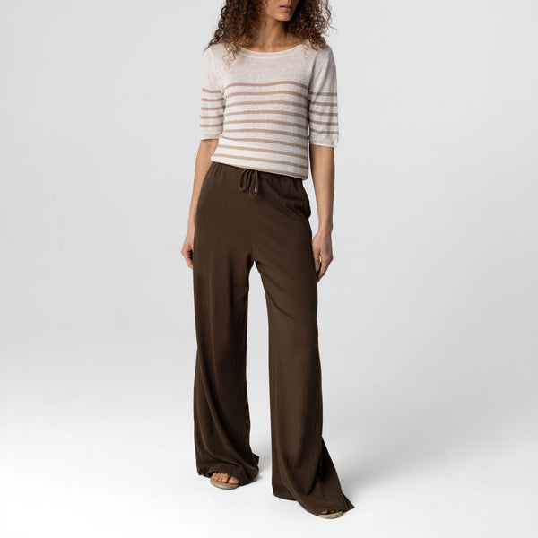 MAJESTIC FILATURES Cotton & Linen Trousers in Tonka