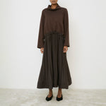 MEI MEIJ Pleated Dress with Overlay Top in Chocolate