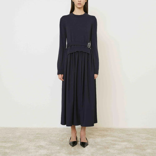 MEI MEIJ Side Belted Dress with Jumper in Blue Paris