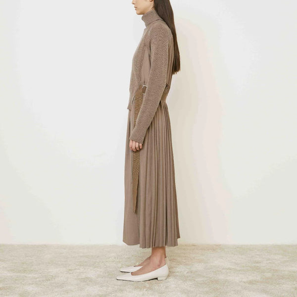 MEI MEIJ Dress with Roll Neck Jumper in Dune/Hazelnut