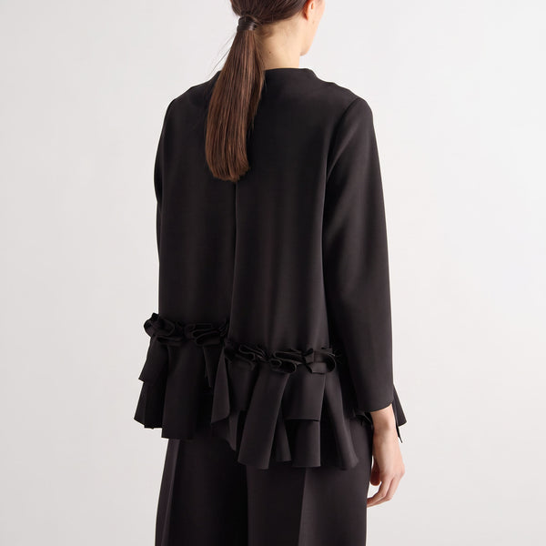 MEI MEIJ Scuba Peplum Long Sleeve Top in Black