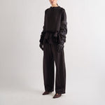 MEI MEIJ Scuba Peplum Long Sleeve Top in Black