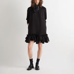 MEI MEIJ Scuba Ruffle Hem Mini Dress in Black