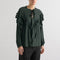 MEI MEIJ Silk Chiffon Ruffle Blouse in Dark Forest