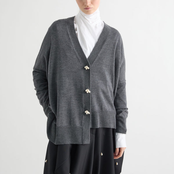 MEI MEIJ Pearl Button Oversized Cardigan in Excalibur