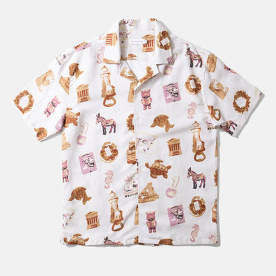 EDMMOND STUDIOS Magnets Short Sleeve Shirt in Plain Off White