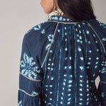 MAISON HOTEL Sora Cotton Dobby Blouse in Ocean Ink