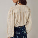 MAISON HOTEL Caroline Blouse with Lurex Stripes in Off White
