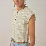 MAISON HOTEL Omaris Stripe Sleeveless Blouse in Cloud Thread