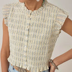MAISON HOTEL Omaris Stripe Sleeveless Blouse in Cloud Thread