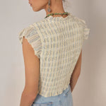 MAISON HOTEL Omaris Stripe Sleeveless Blouse in Cloud Thread