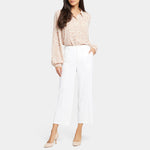 Wide Leg Cropped Cargo Trousers in Optic White