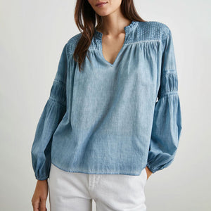 Marli L/S Blouse in Faded Blue
