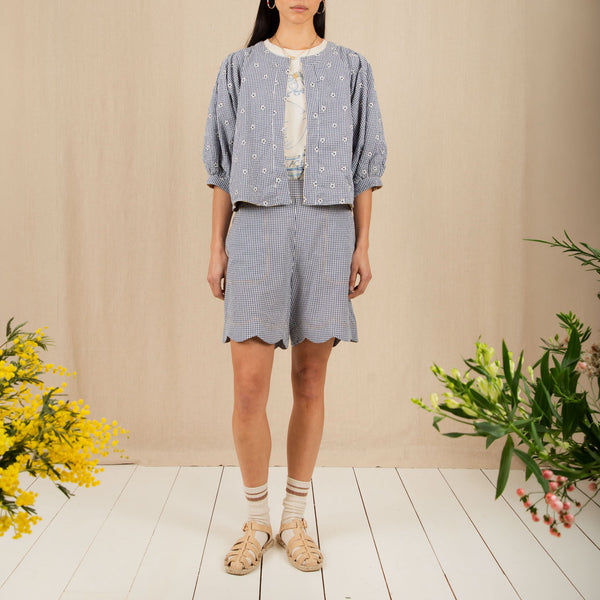 BONTE Mary Gingham Shorts in Navy