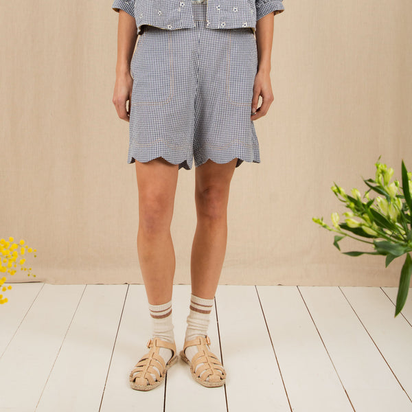 BONTE Mary Gingham Shorts in Navy