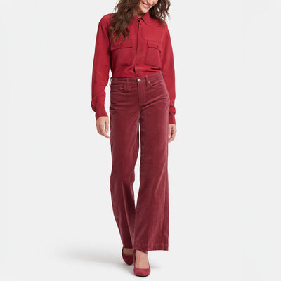 NYDJ Teresa Wide Leg Velvet Trousers in Painbrush